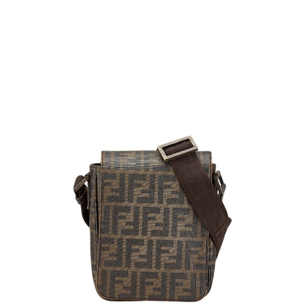 Fendi Zucca Shoulder Bag Brown Leather